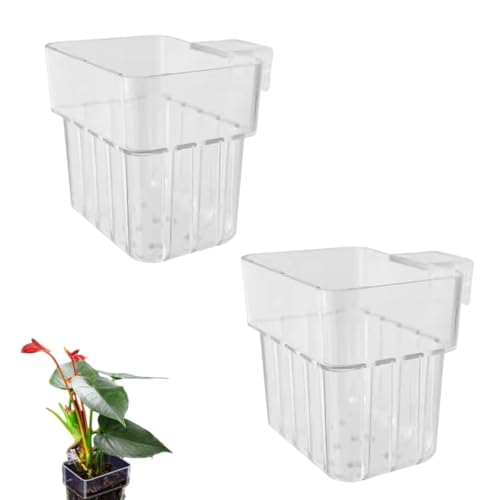 Qpets® Wall-Mounted Aquarium Plant Holder Cup, ABS Acrylic Plant Basket with Draining Holes & Screw Fix, Transparent Pot for Hydroponic Aquatic Plants (2Pack) Qpets® Wall-Mounted Aquarium Plant Holder Cup, ABS Acrylic Plant Basket with Draining Holes & Screw Fix, Transparent Pot for Hydroponic Aquatic Plants (2Pack)